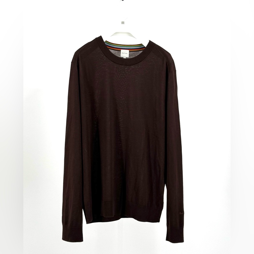 Paul Smith Brown Merino Wool Crewneck Sweater Size XXL